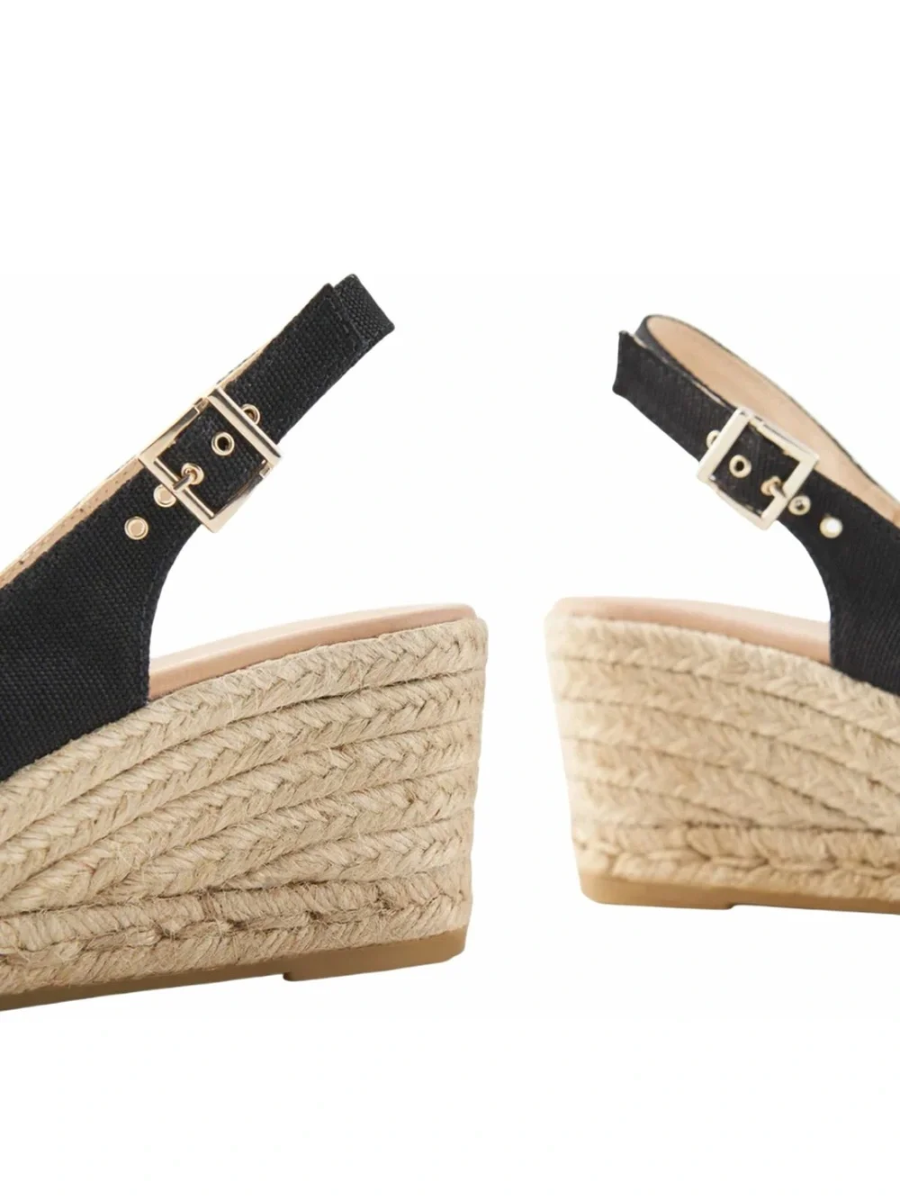 Viscata Gavina Black Canvas Espadrille Wedge Sandals Slingback Spain Size 7 / 38